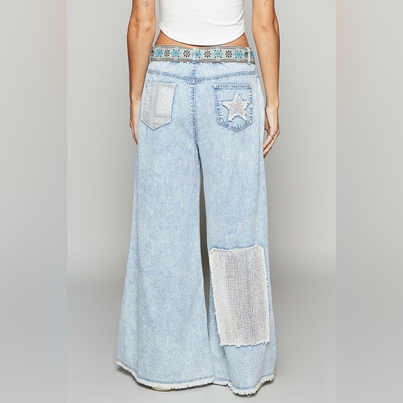 POL “Starlight Stitch” Wide Leg Patchwork Jeans - Picture 6 of 6